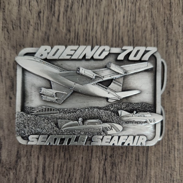 Boeing Belt Buckle - Boeing 707 and Seattle Seafair Design - 1984 Collectible Buckle