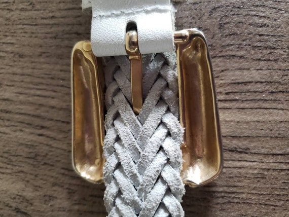 Vintage 1990's White Braided Leather Belt by Chic… - image 9