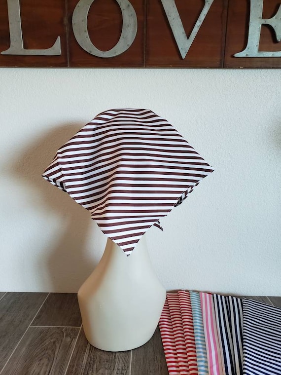 Vintage Striped Head Scarf, New Old Stock Triangu… - image 4