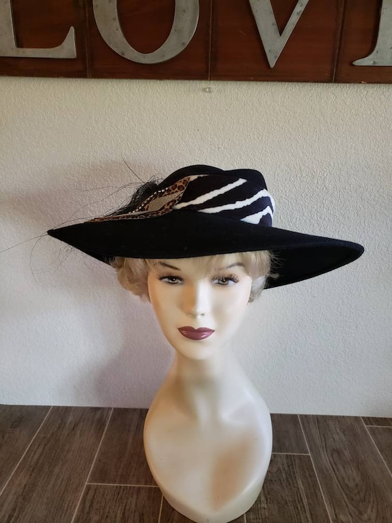 Sonni Lancaster Elegant Black  Women\'s Hat Vintage Sonni Lancaster Womens Black Wool Classic Wide Brim  main image 3