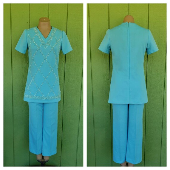 Vintage 1970's Pantsuit, Polyester Pantsuit