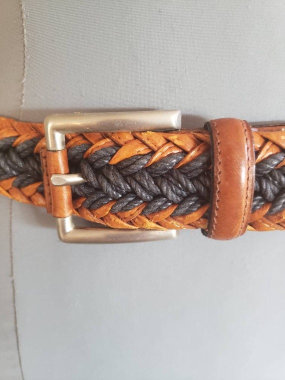 Vintage Braided Leather Belt | Brown Leather and … - image 2