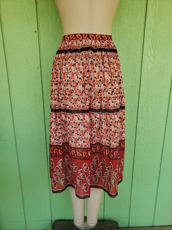 Vintage 1970's Bohemian Hippie Sheer Full Skirt, … - image 5