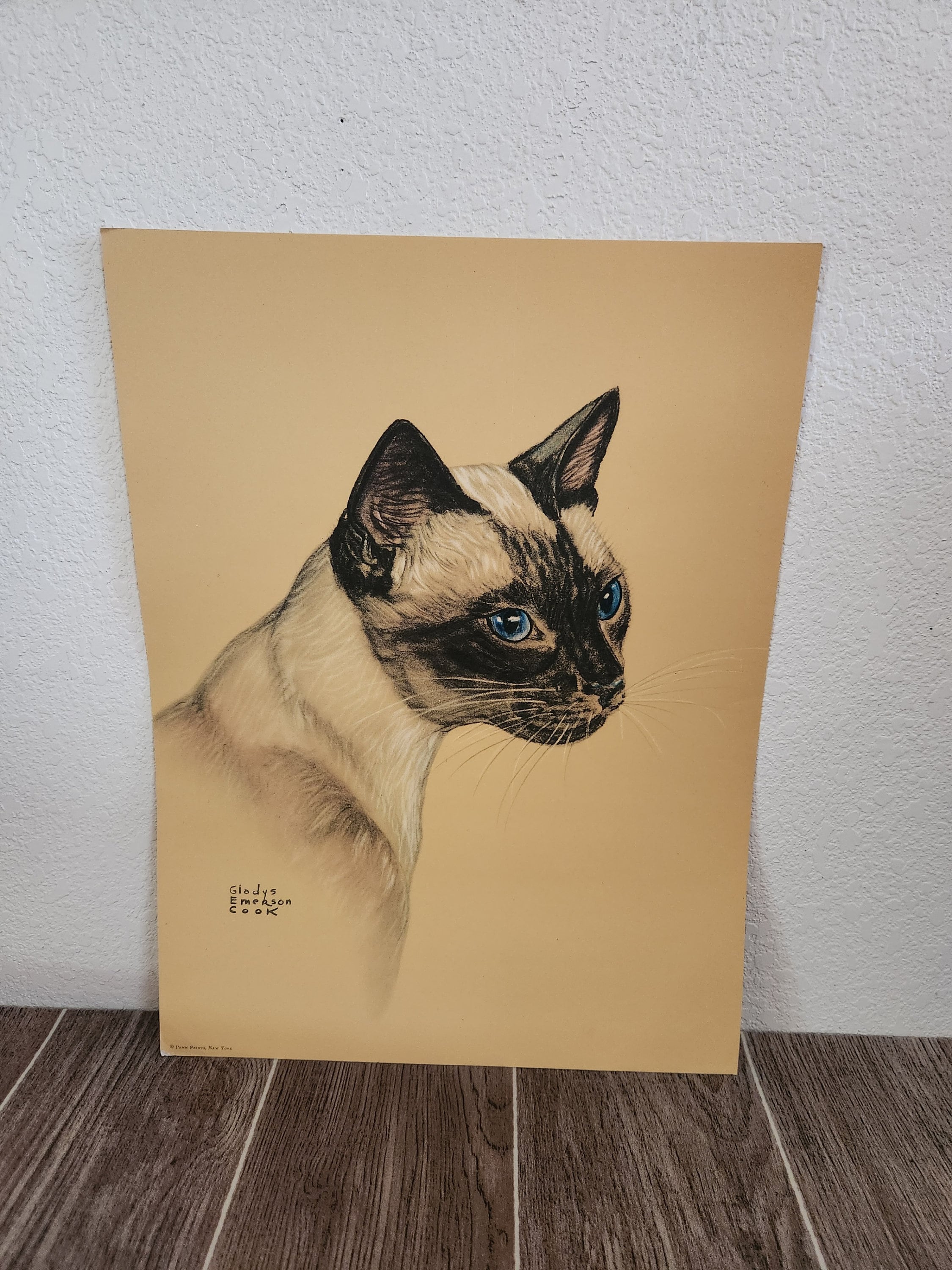 Vintage Siamese Cat Lithograph by Gladys Emerson Cook | Unframed