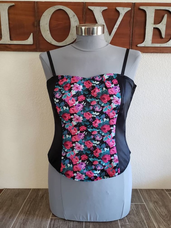 Vintage Corset Style Tank Top | Floral Corset Top 