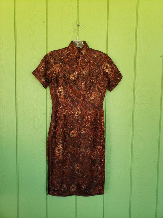 Vintage 1950's Asian Style Dress, Cheongsam Style… - image 2