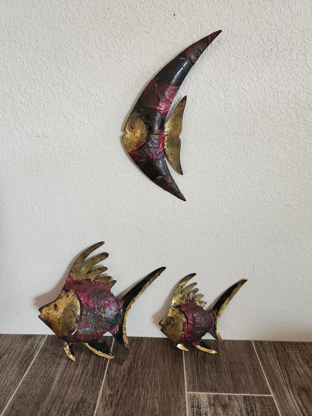 Vintage Metal Fish Wall Art Brass Fish Wall Hangings Set of 3 Etsy