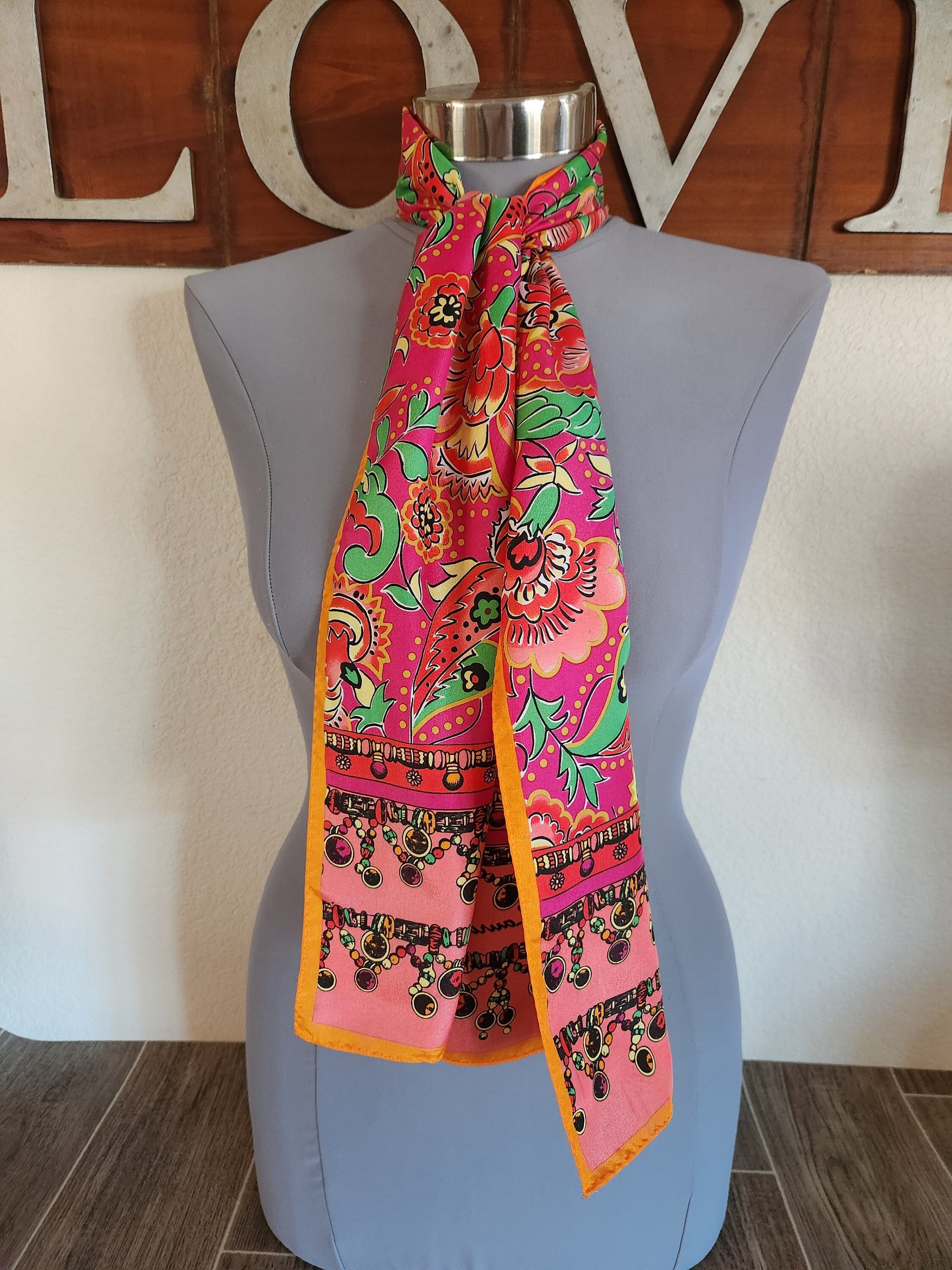 Vintage Scarf by Laura Geraldi | Colorful Floral Scarf | 10