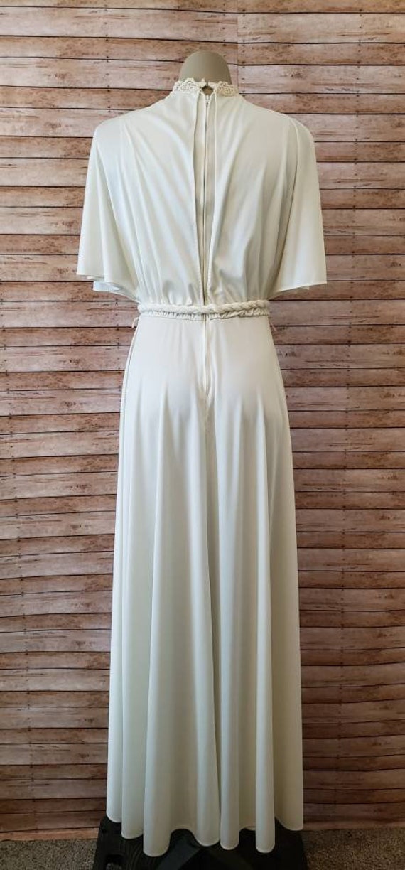 Vintage 1970's Cream High Neck Evening Gown | Sil… - image 6