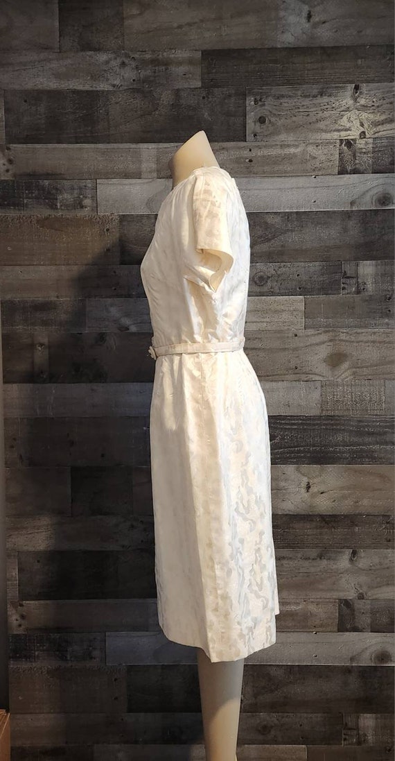 Vintage Cream Brocade Cocktail Dress With Belt | … - image 4