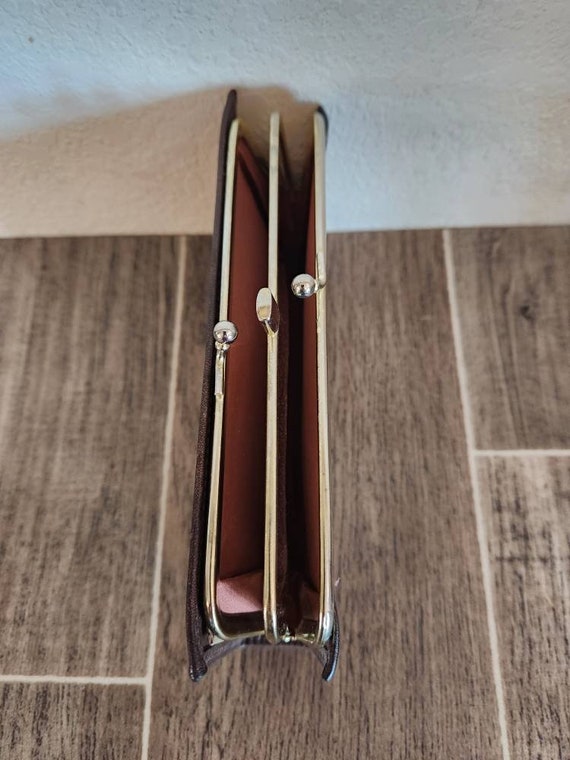 Vintage Leather Tooled Ladies Wallet | Brown Clut… - image 7