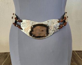 Vintage Wide Metal Textured Medallion Belt Size S/M (36\