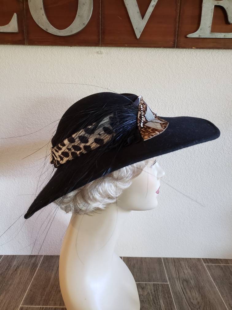 Vintage Large Brim Wool Hat by Lancaster for Sonni | Black  display picture 1