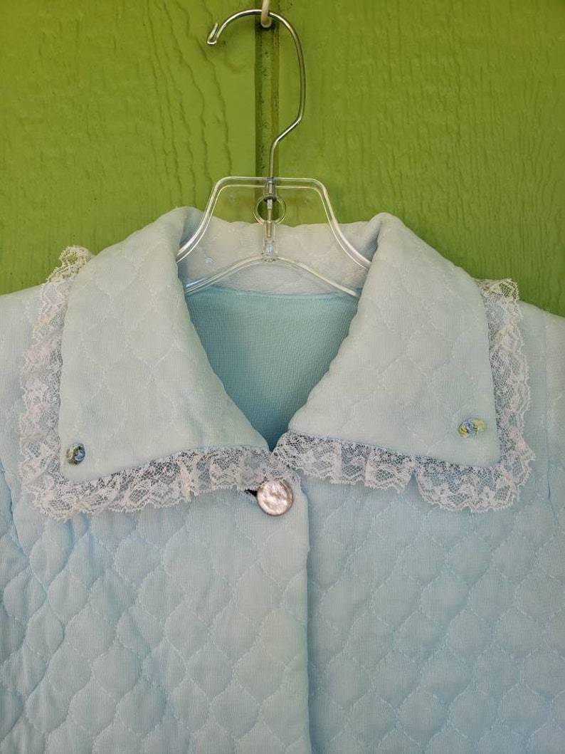 Baby Blue Bed Jacket Vintage 1950/'s Quilted Bed Jacket Rockabilly Quilted Bed Jacket Robe