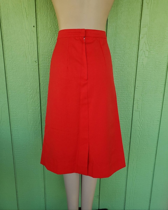 Vintage 1970's Red Skirt | Hand Made Knee Skirt |… - image 2