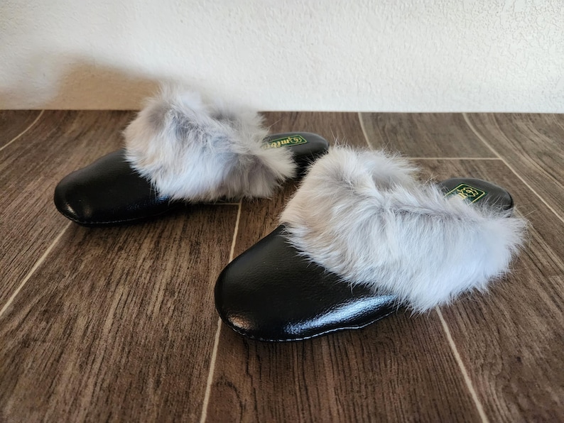 Vintage Mule Style Slippers With Angora Trim | Miber Brand Angora ...