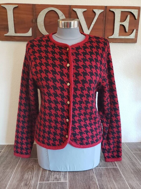 houndstooth cardigan sweater