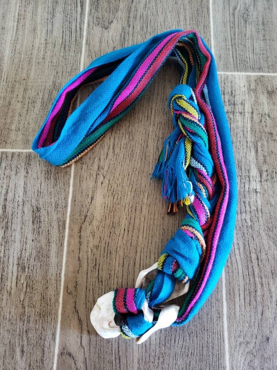 Scarf Necklace With Shell Accent | Colorful Woven… - image 2
