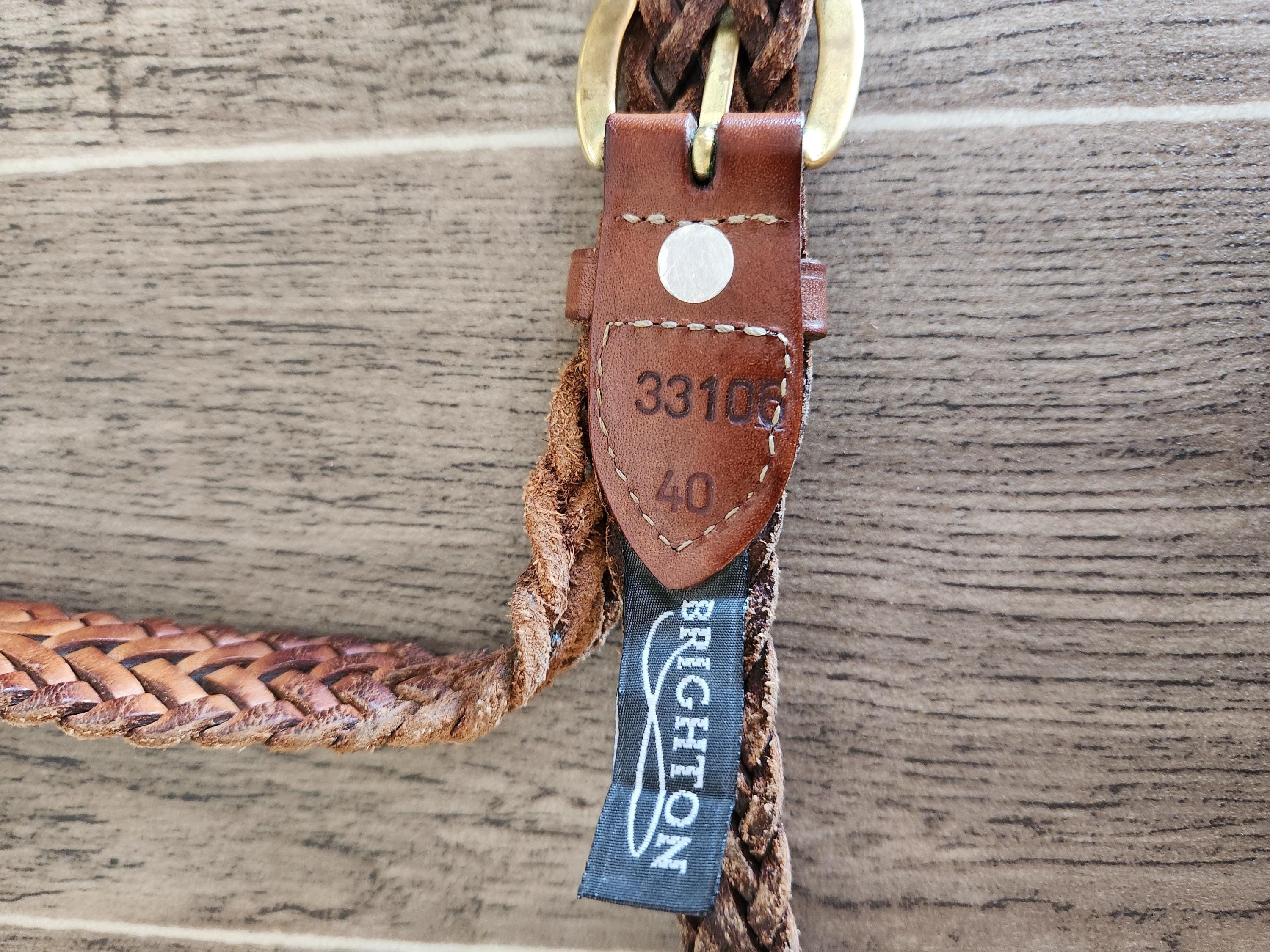 Vintage Brighton Brown Braided Leather Belt With Brass 