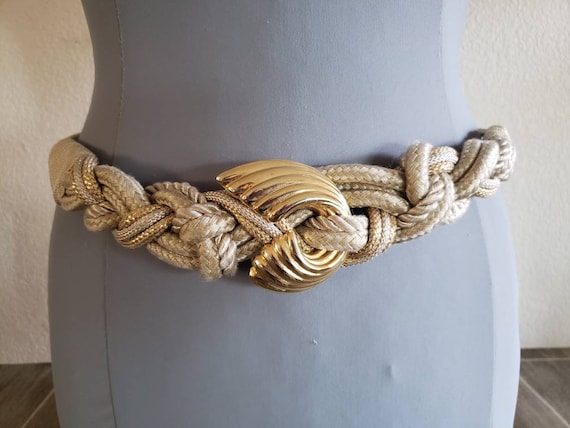 Vintage 1980's Braided Rope Belt With Gold Tone Buckle Braided Waist Belt No  Stretch 33 Wearable Length -  Canada