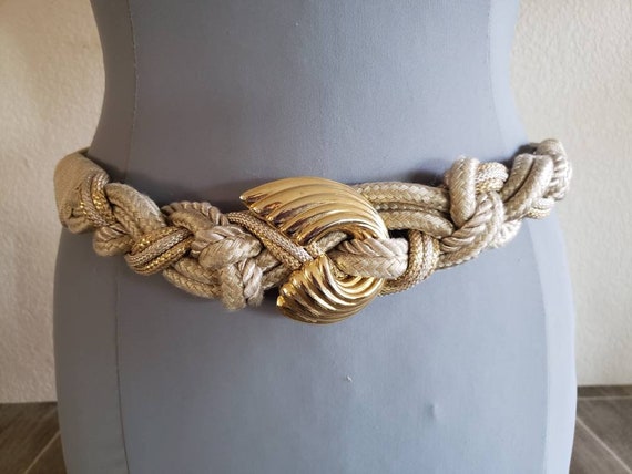 Vintage 1980's Braided Rope Belt With Gold Tone Buckle Braided Waist Belt No  Stretch 33 Wearable Length -  Canada