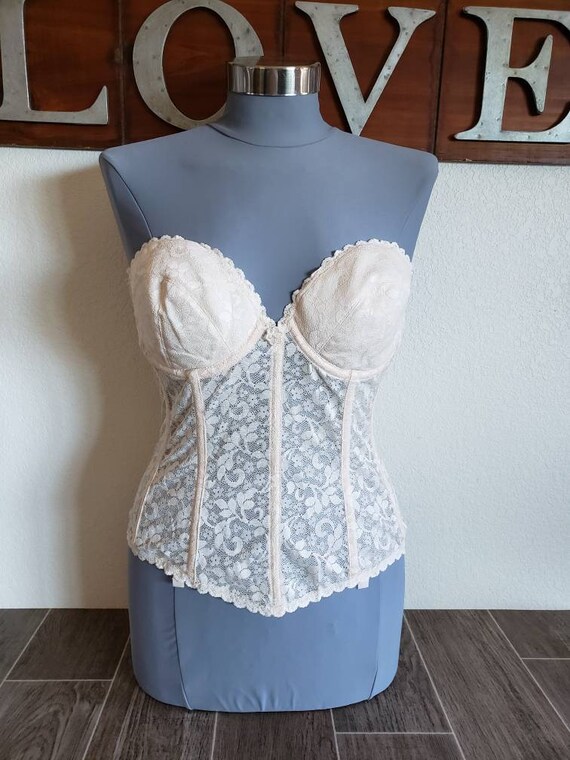 Vintage Sexy Cream Lace Bustier by Carnival | Lon