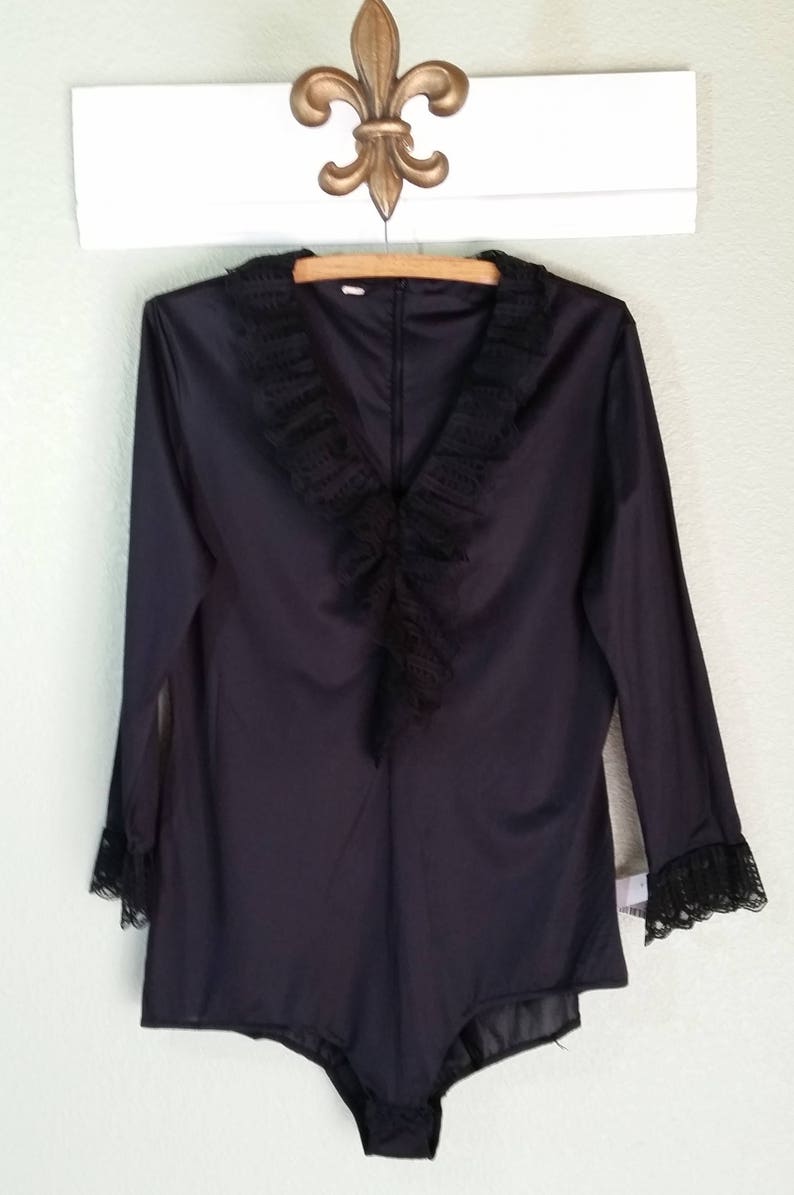 1970/'s Pirate Blouse #46585 Vintage Body Shirt with Ruffles MediumLarge