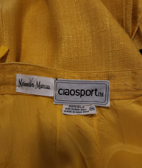 Vintage 1980's Yellow Textured SilkSkirt by Ciaos… - image 2