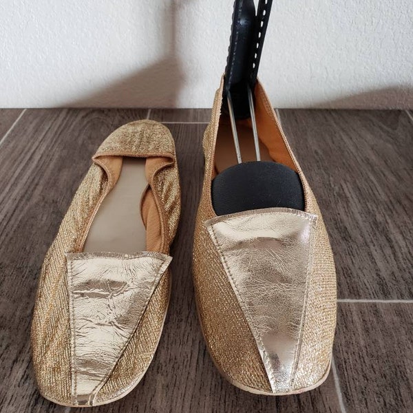 metallic slip on shoes