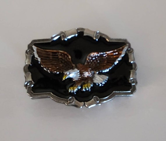 Vintage 1989 Eagle Belt Buckle | Landing Eagle Enameled Eagle Limited Edition Belt Buckle | Biker Eagle Belt Buckle | Made in USA