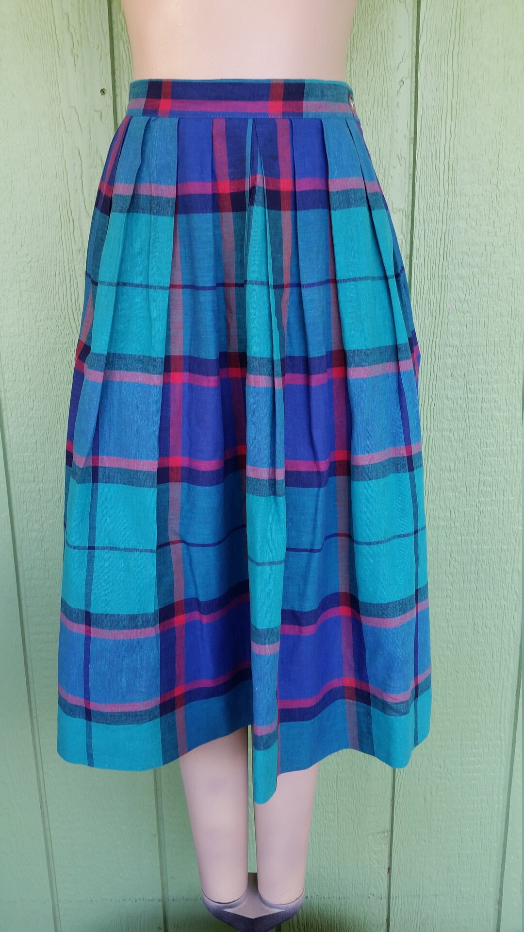 Vintage Plaid Skirt, Full Skirt Plaid, David Brooks LTD, Full Plaid