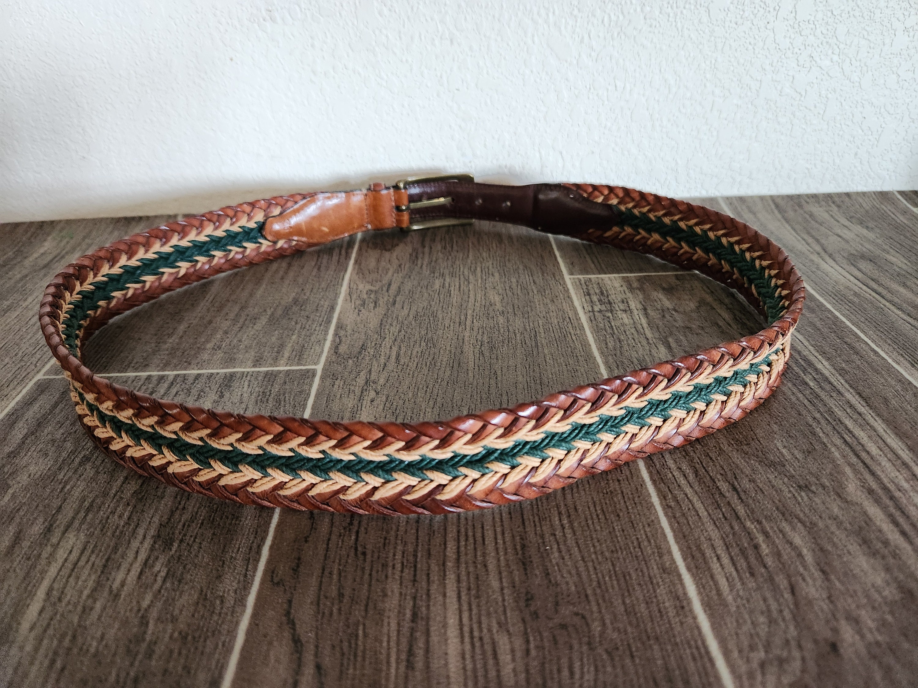 Vintage woven leather belt Onesize vintage 70s braided leather belt – 86 Vintage main image 4