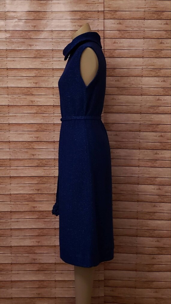 Vintage 1970's Metallic Blue Knit Dress And Jacke… - image 7
