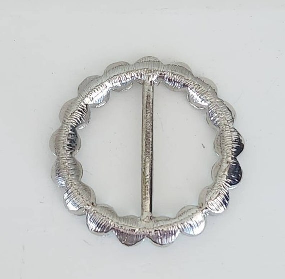 Vintage Round Rhinestone Belt Buckle | 1950's Silver Tone