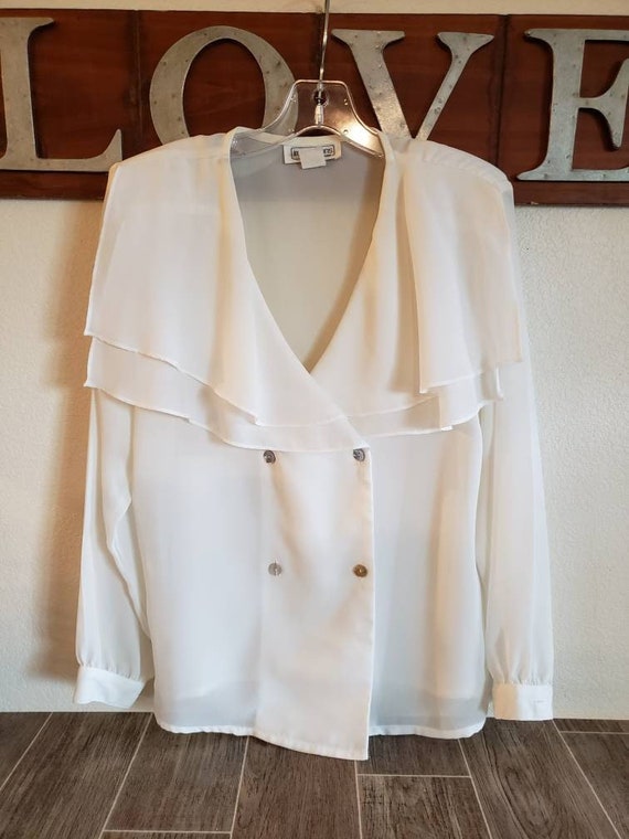 Vintage Sheer Blouse With Cape Collar | Cream Shee