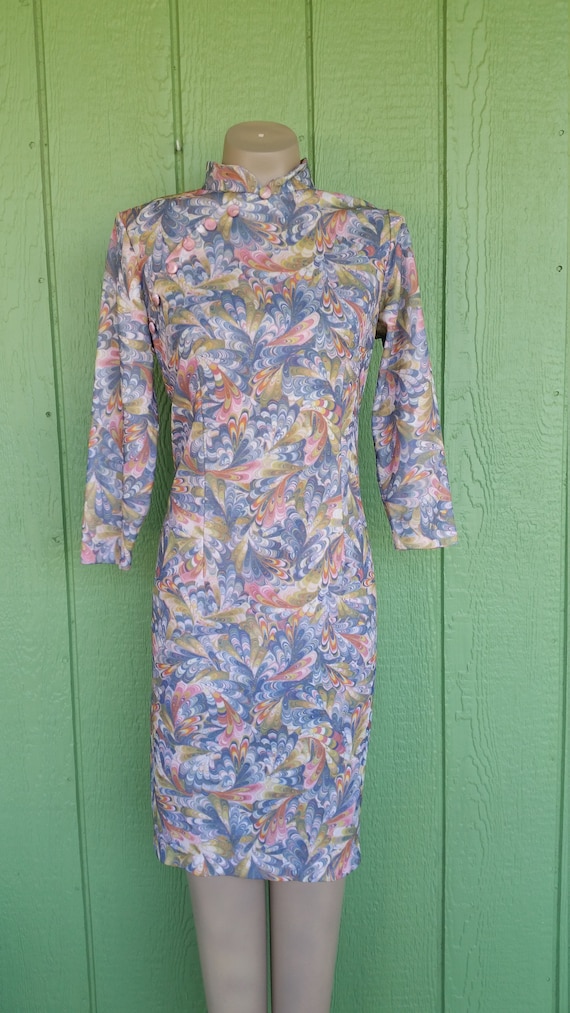 Vintage 1970's Mandarin Style Cheongsam Polyester