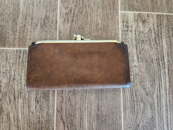 Vintage Leather Tooled Ladies Wallet | Brown Clut… - image 3