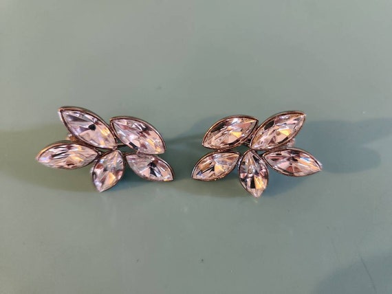 Vintage Rhinestone Clip on Earrings | Large Clust… - image 3