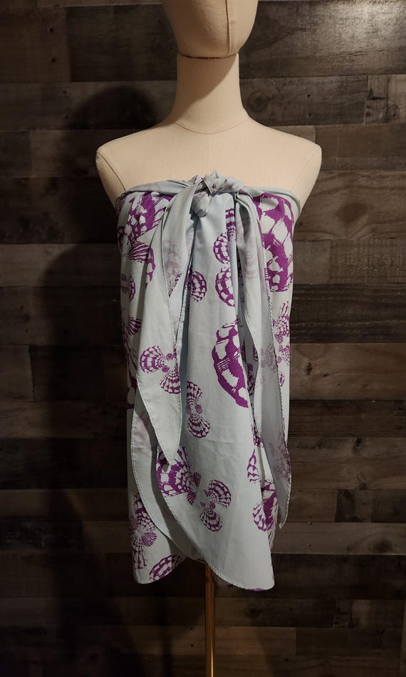 Vintage Hawaiian Sarong Wrap by Koko Kahi - Gray and Purple Wrap Sarong