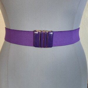 Vintage Purple Stretch Belt With Metal Enameled Latch Buckle  display picture 2