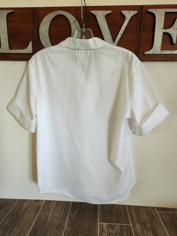 Vintage GJ Clar Blouse | White Short Sleeve Blous… - image 5