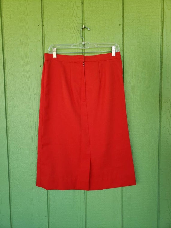 Vintage 1970's Red Skirt | Hand Made Knee Skirt |… - image 5