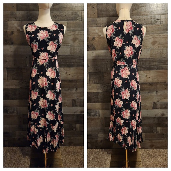 Vintage Maxi Dress by Nostalgia | Rose Floral Sleeveless
