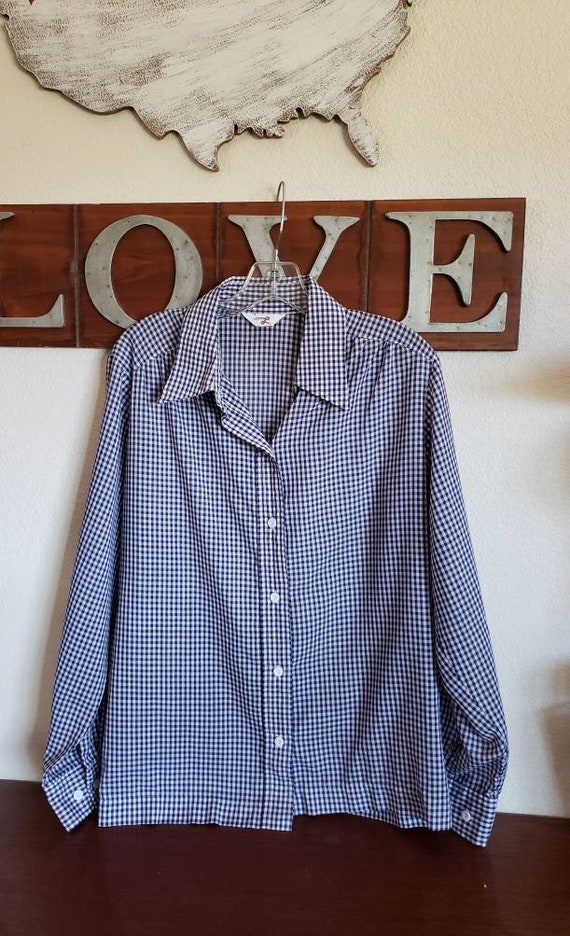 Vintage 1970's Cotton Gingham Print Blouse By Levi