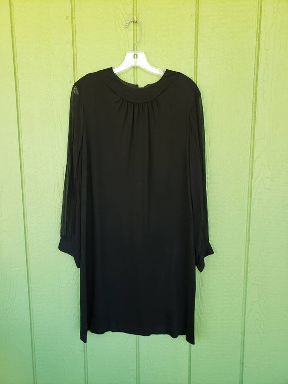 Vintage Black Cocktail Shift Dress with Sheer Bis… - image 8