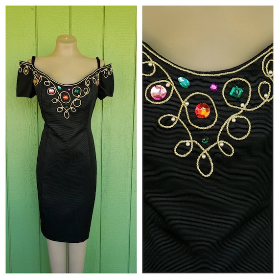 Vintage 1980's Cocktail Dress by Expo Nites | Blac