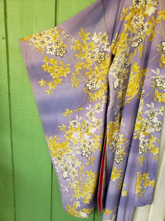 Vintage 1940's Lavender Long Kimono with Blossom … - image 10