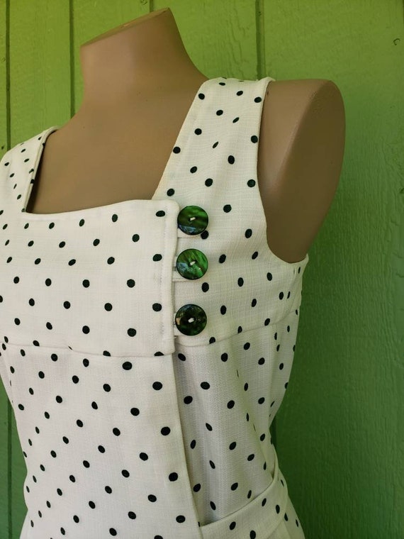 Vintage 1970's Polka Dot Sleeveless Wrap Dress, R… - image 2