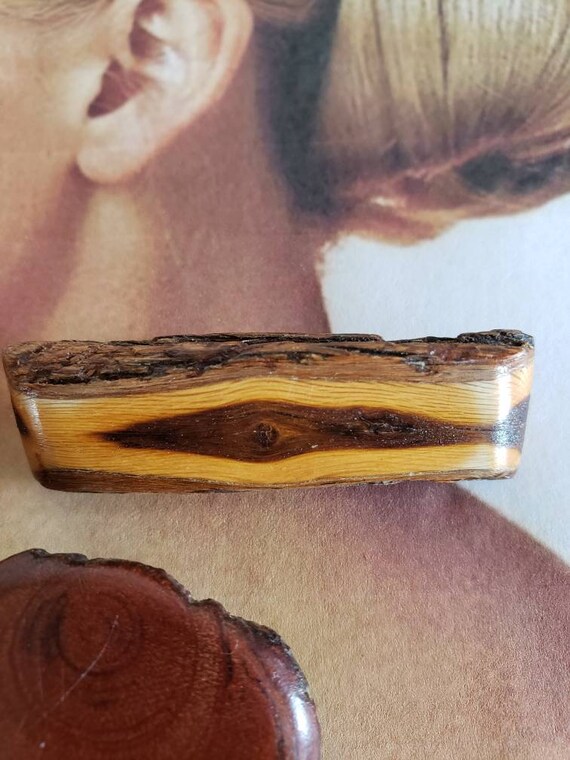 Vintage 1940's Group of Wood Brooches, Set of 4 W… - image 7