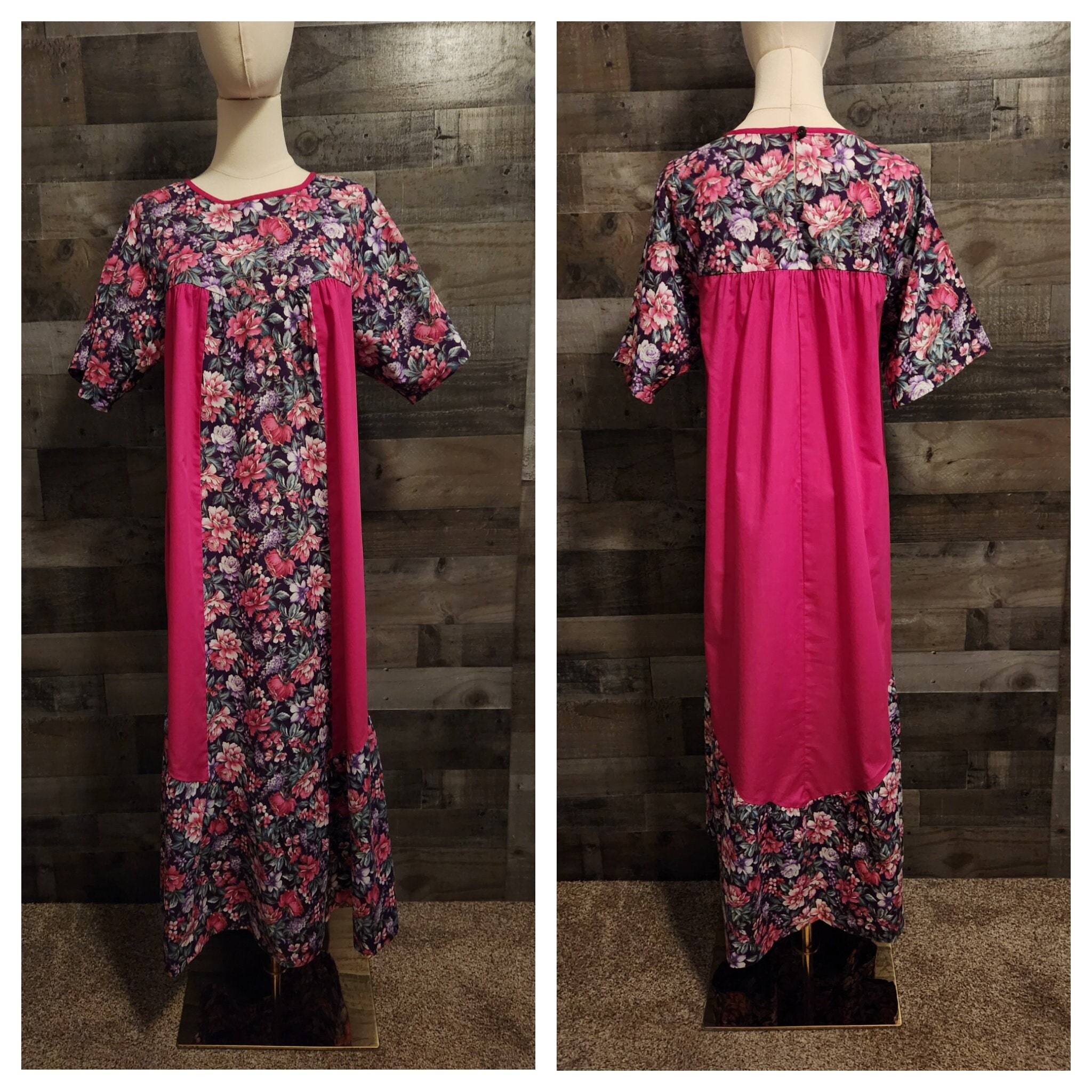Vintage Muumuu/ Vintage Hawaiian Dress / 80's Style / Mauve